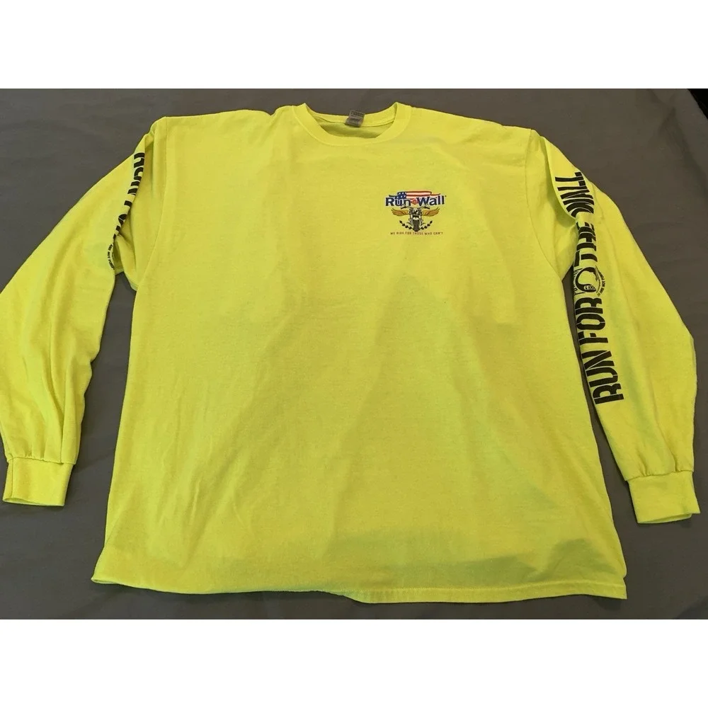 LOT‎ OF 2 Run for the Wall POW MIA 2XL T-Shirts Biker Military Veterans Hi-Vis